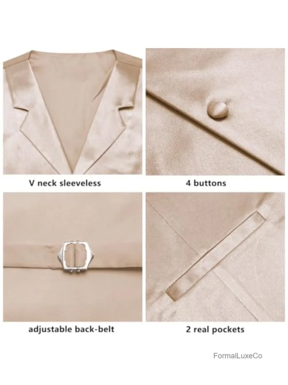 Mens Satin Vest and Tie Set Suit Waistcoat Pre-tied Bowtie Wedding Party